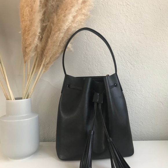 mango black bucket bag